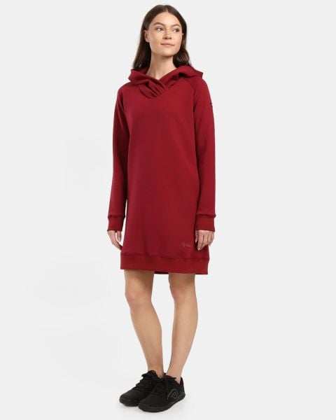 Damska długa bluza z kapturem Kilpi HEYDEN-W. Czerwone bluzy Kilpi, bez wzorów, z materiału, z kapturem. Za 370.41 zł.