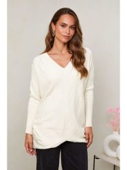 Soft Cashmere Sweter w kolorze kremowym rozmiar: 34/36. Brązowe swetry Soft Cashmere, bez wzorów, ze splotem, bez ramiączek. Za 98.38 zł.