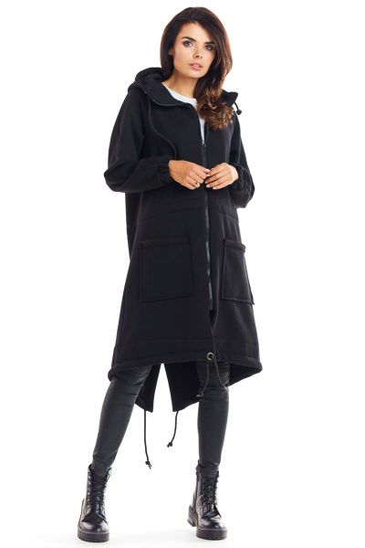 Czarna Ciepła Bluza Typu Parka. Czarne bluzy Infinite You, l, z bawełny, bez kaptura. Za 244.90 zł.