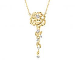 Naszyjnik z żółtego złota z brylantami - kwiat - 0,06 ct - próba 585. Żółte naszyjniki Apart, z brylantem, złote. Za 2,990.00 zł.