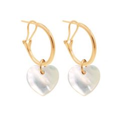 Kolczyki koła 2 cm z sercami z masy perłowej. Żółte kolczyki Lilou, z perłą, pozłacane. Za 397.00 zł.