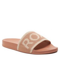 Klapki Roxy. Brązowe klapki Roxy, bez wzorów, bez obcasa. Za 79.99 zł.
