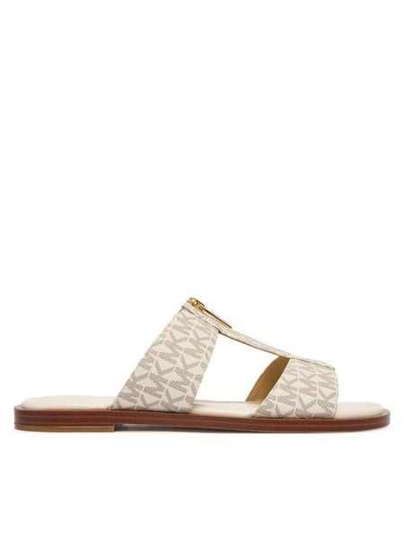 MICHAEL Michael Kors Klapki Berkley Flat 40S6BRFS1B Écru. Białe klapki MICHAEL Michael Kors, bez wzorów, ze skóry, bez obcasa. Za 350.99 zł.