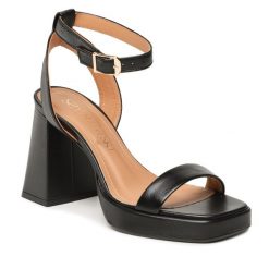 Sandały Szydłowski. Czarne sandały Szydłowski, bez wzorów, bez obcasa, na słupku, bez zapięcia. Za 279.99 zł.