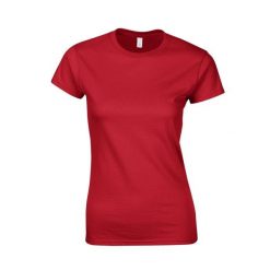 Koszulka Damska Z Miękkiej W Dotyku Bawełny Ringspun. Czerwone bluzki GILDAN, xl, bez wzorów, z bawełny, sportowe, bez kołnierzyka, bez ramiączek. Za 29.99 zł.