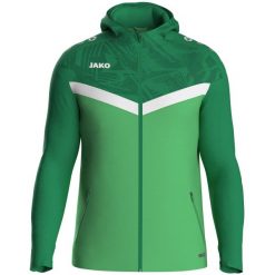 Damska bluza dresowa z kapturem zapinana na zamek błyskawiczny Jako Iconic. Zielone bluzy JAKO, bez wzorów, z dresówki, z kapturem. Za 386.50 zł.