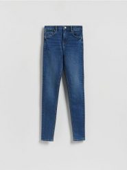 Jeansy slim high waist - granatowy. Niebieskie jeansy Reserved, bez wzorów, z podwyższonym stanem. Za 119.99 zł.