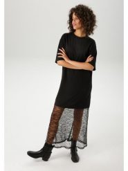 Aniston Sukienka w kolorze czarnym rozmiar: 44. Czarne sukienki Aniston, bez wzorów, z bawełny, bez kołnierzyka, bez ramiączek, maxi. Za 52.42 zł.