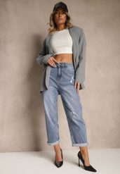 Niebieskie Jeansy o Fasonie Boyfriend z Ozdobnymi Przetarciami Orrilena. Niebieskie spodnie materiałowe Renee, na co dzień, l, bez wzorów, z jeansu. Za 119.99 zł.