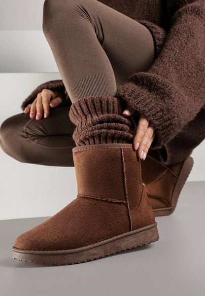 Brązowe Śniegowce Ozdobione Przeszyciem Retila. Brązowe trapery i śniegowce Born2be, z jeansu. Za 74.99 zł.