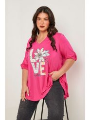 Curvy Lady Bluzka w kolorze różowym rozmiar: 48/50. Różowe bluzki Curvy Lady, bez wzorów, klasyczne, bez kołnierzyka, bez ramiączek. Za 172.45 zł.