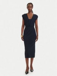 BOSS Sukienka koktajlowa Dorlita 50563851 Granatowy Slim Fit. Niebieskie sukienki Boss, bez wzorów, z wiskozy, wizytowe, bez kołnierzyka, bez ramiączek. Za 1,449.00 zł.