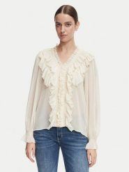 Morgan Bluzka 252-CATHY Beżowy jasny Regular Fit. Brązowe bluzki Morgan, bez wzorów, z syntetyku, bez kołnierzyka, bez ramiączek. Za 299.99 zł.