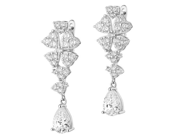 Kolczyki srebrne z cyrkoniami - koniczyny. Szare kolczyki Apart, z cyrkonią, srebrne. Za 449.00 zł.