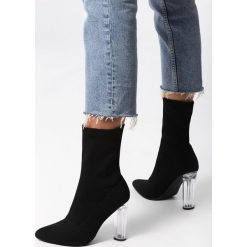 Czarne Botki Trollius. Czarne botki Born2be, bez wzorów, ze szpiczastym noskiem, za kostkę, bez obcasa, na słupku, bez zapięcia. Za 159.99 zł.
