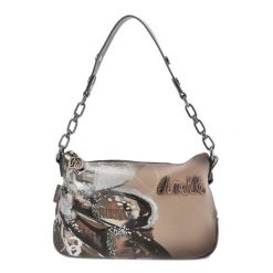 Brązowa Designerska Damska Torebka Anekke. Brązowe listonoszki Anekke, bez wzorów, z materiału, z nadrukiem, bez dodatków. Za 329.00 zł.