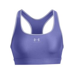 Biustonosz dla kobiet Under Armour HeatGear Mid Padless. Niebieskie koszulki sportowe Under Armour, bez wzorów, bez ramiączek, na fitness i siłownię. Za 128.99 zł.