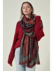 Lucky Bees Szal w kolorze bordowo-granatowym - 180 x 90 cm rozmiar: onesize. Czerwone szaliki Lucky Bees, bez wzorów, z materiału. Za 117.73 zł.