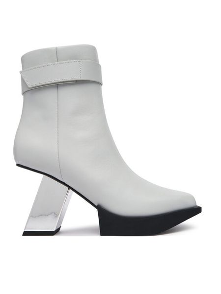 United Nude Botki Construct Bootie HI 1102491816 Biały. Białe botki United Nude, bez wzorów, ze skóry, bez obcasa, na słupku, bez zapięcia. Za 1,849.00 zł.