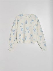 Bluza soft touch z domieszką wiskozy w kwiatowy wzór - wielobarwny. Bluzy Sinsay, l, bez wzorów, z wiskozy, bez kaptura. Za 49.99 zł.