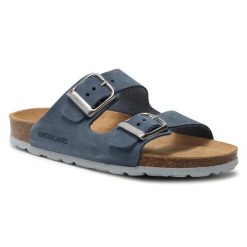 Klapki Grünland. Niebieskie klapki Grünland, bez wzorów, bez obcasa. Za 249.99 zł.