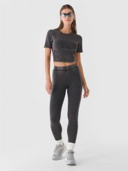 4F Legginsy dzianinowe damskie - czarne S. Czarne legginsy 4f, s, bez wzorów, z bawełny, z podwyższonym stanem. W wyprzedaży za 39.99 zł.