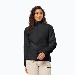 Bluza polarowa damska Jack Wolfskin High Curl. Czarne bluzy Jack Wolfskin, bez wzorów, z polaru, bez kaptura. Za 409.99 zł.