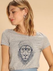WOOOP Koszulka "Cool Lion" w kolorze szarym rozmiar: XL. Szare bluzki Wooop, xl, bez wzorów, bez kołnierzyka, bez ramiączek. Za 79.03 zł.