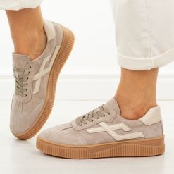 Khaki skórzane półbuty damskie Cambell 40345. Brązowe obuwie sportowe Cambell, na jesień, z dresówki, bez zapięcia. W wyprzedaży za 210.32 zł.