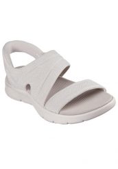 Sandały damskie Skechers Go Walk Flex Sandal. Brązowe sandały Skechers, bez wzorów, z materiału, bez obcasa, bez zapięcia. Za 390.00 zł.