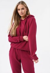 Bluza oversize z kapturem B-AIKA. Czerwone bluzy Volcano, l, bez wzorów, z bawełny, z kapturem. Za 169.99 zł.