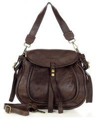 Saddle bag c. brązowy caffe Marco Mazzini v67e. Brązowe torebki klasyczne bez wzorów, z bawełny, na ramię, bez dodatków. Za 489.25 zł.