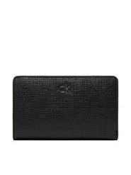 Calvin Klein Duży Portfel Damski Ck Daily Medium Bifold_Tex K60K612957 Czarny. Czarne portfele Calvin Klein, bez wzorów, ze skóry. Za 169.99 zł.