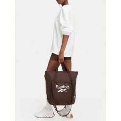 Torebka Reebok. Brązowe shopper Reebok, bez wzorów, bez dodatków. Za 129.99 zł.