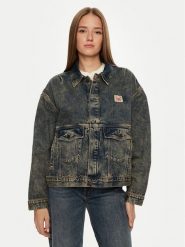 American Vintage Kurtka jeansowa Joybird JOY16FH24 Niebieski Oversize. Niebieskie kurtki American Vintage, l, bez wzorów, z bawełny, bez kaptura. Za 389.99 zł.