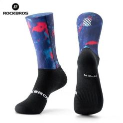 Skarpety rowerowe, kolarskie, sportowe kompresyjne do połowy łydki ROCKBROS. Czarne skarpety ROCKBROS, bez wzorów, z materiału. Za 59.99 zł.