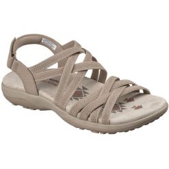 Sandały damskie Skechers Reggae Slim Summer Getaway. Brązowe sandały Skechers, bez wzorów, z materiału, bez obcasa, bez zapięcia. Za 390.00 zł.