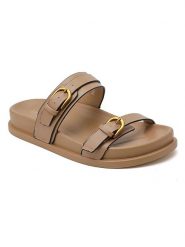 Sixth Sens Klapki w kolorze beżowym rozmiar: 39. Brązowe klapki Sixth Sens, bez wzorów, z otwartym noskiem, bez obcasa. Za 118.28 zł.