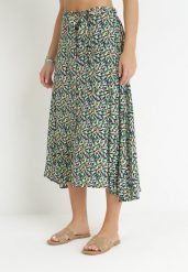 Zielona Rozkloszowana Spódnica Maxi z Gumką i Materiałowym Paskiem w Talii z Wiskozy Alaiph. Zielone spódnice Born2be, na lato, s, bez wzorów, z materiału, maxi, rozkloszowane. Za 29.99 zł.