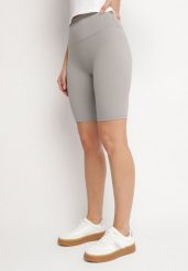 Jasnoszare Szorty Typu Kolarki z Wysokim Stanem Asallie. Szare szorty Born2be, z aplikacjami, sportowe, z podwyższonym stanem. Za 39.99 zł.