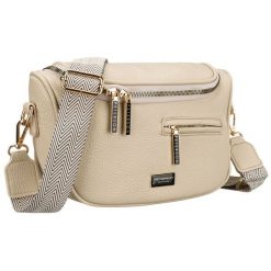 Saszetka damska ze skóry ekologicznej w beżowym kolorze z kieszenią na rewersie - Peterson. Brązowe torby na ramię Peterson, bez wzorów, ze skóry ekologicznej, bez dodatków. Za 87.99 zł.