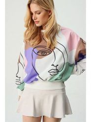 Trend Alaçatı Stili Bluza w kolorze białym ze wzorem rozmiar: L. Białe bluzy Trend Alaçatı Stili, l, bez wzorów, bez kaptura. Za 65.99 zł.