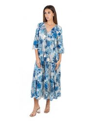 Isla Bonita by SIGRIS Sukienka w kolorze niebieskim rozmiar: L. Niebieskie sukienki Isla Bonita by SIGRIS, na co dzień, l, bez wzorów, z bawełny, bez kołnierzyka, bez ramiączek, maxi, proste. Za 223.99 zł.