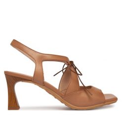 Sandały Hispanitas. Brązowe sandały Hispanitas, bez wzorów, bez obcasa, na słupku, bez zapięcia. Za 609.99 zł.