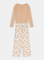 Bawełniania piżama dwuczęściowa z nadrukiem misiów - czerwony. Czerwone piżamy Sinsay, bez wzorów, z bawełny, bez ramiączek. Za 59.99 zł.