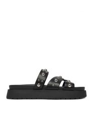 DeeZee Klapki CEO-HY69916-12 Czarny. Czarne klapki DeeZee, bez wzorów, ze skóry, bez obcasa. Za 139.99 zł.