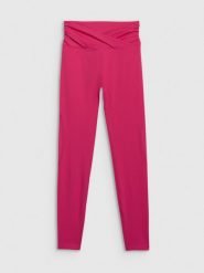 4F Legginsy do jogi i pilatesu szybkoschnące damskie - różowe L. Czerwone legginsy 4f, l, bez wzorów, z dzianiny, z podwyższonym stanem. Za 169.99 zł.