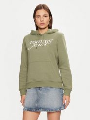 Tommy Jeans Bluza DW0DW20170 Zielony Regular Fit. Zielone bluzy Tommy Jeans, s, bez wzorów, z bawełny, bez kaptura. Za 219.99 zł.