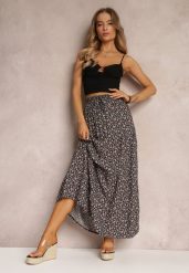 Czarna Spódnica Maxi Bawełniana w Kwiatowy Wzór Rayegan. Czarne spódnice Renee, na lato, s, z aplikacjami, z bawełny, maxi. Za 49.99 zł.