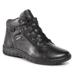 Botki Josef Seibel. Czarne botki Josef Seibel, bez wzorów, bez obcasa, na płaskiej podeszwie, bez zapięcia. Za 479.99 zł.